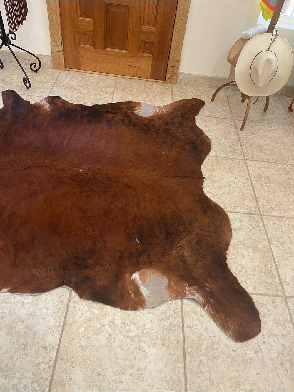 Brown Natural Cowhide Rug 85x77 xxl cowhide rug. - Picture 8 of 10